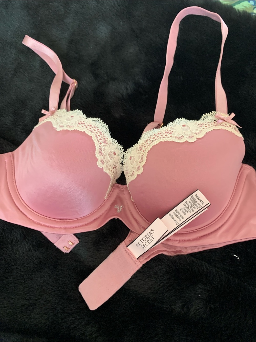 Victoria's Secret Pink Bra with Cream Lace Trim